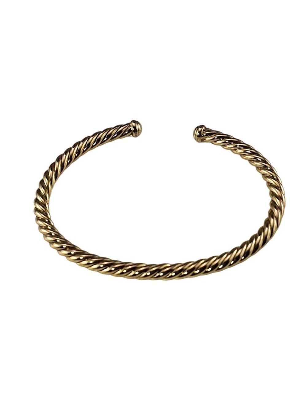 David Yurman 18K Yellow Gold Cable Flexible Cuff Bracelet w/Box #25472